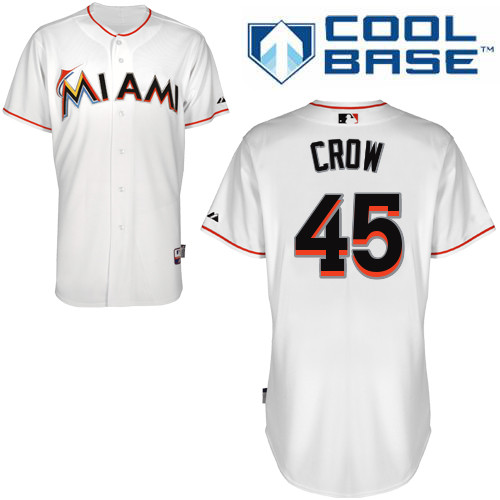 Aaron Crow #45 MLB Jersey-Miami Marlins Men's Authentic Home White Cool Base Baseball Jersey
